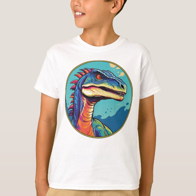 Velociraptor - Clásica camiseta de dinosaurio (Anverso)