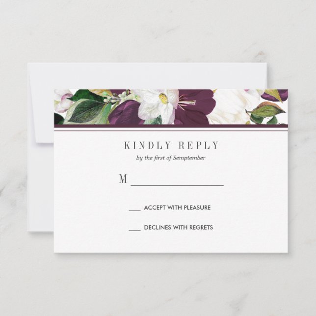 Velvet Magnolia Boda Floral RSVP opción MEAL (Anverso)