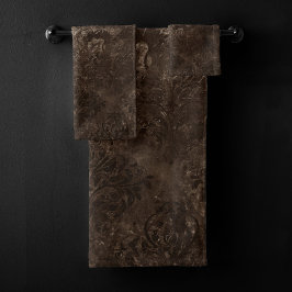 Velvety Bronze Damask | Grunge barroco marrón