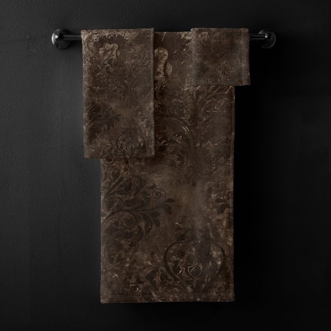 Velvety Bronze Damask | Grunge barroco marrón (Subido por el creador)