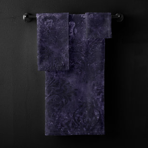 Velvety Midnight Damask Grunge índigo morado