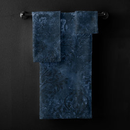 Velvety Navy Damask | Barroco azul oscuro