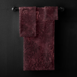 Velvety Wine Damask | Bordeaux Sangria Grunge Glam