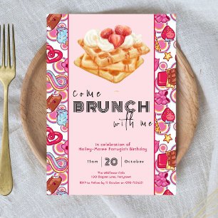 Ven a Brunch conmigo invitación rosa