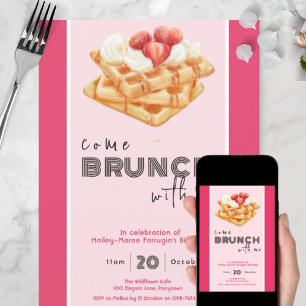 Ven a Brunch conmigo invitación rosa brillante