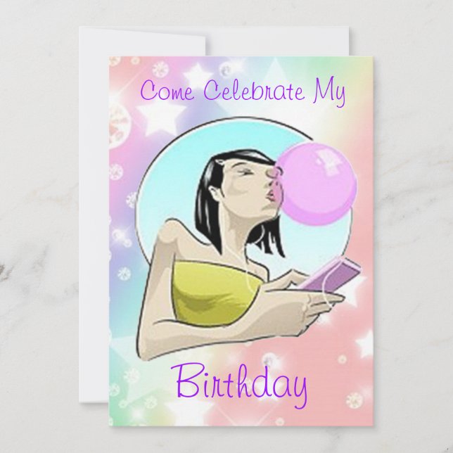 Ven a celebrar mi cumpleaños - Invitaciones (Anverso)