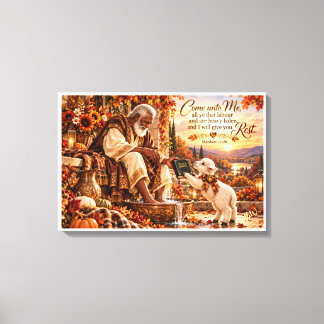 Ven a Mí – Mateo 11:28 Lienzo Cristiano de Pared