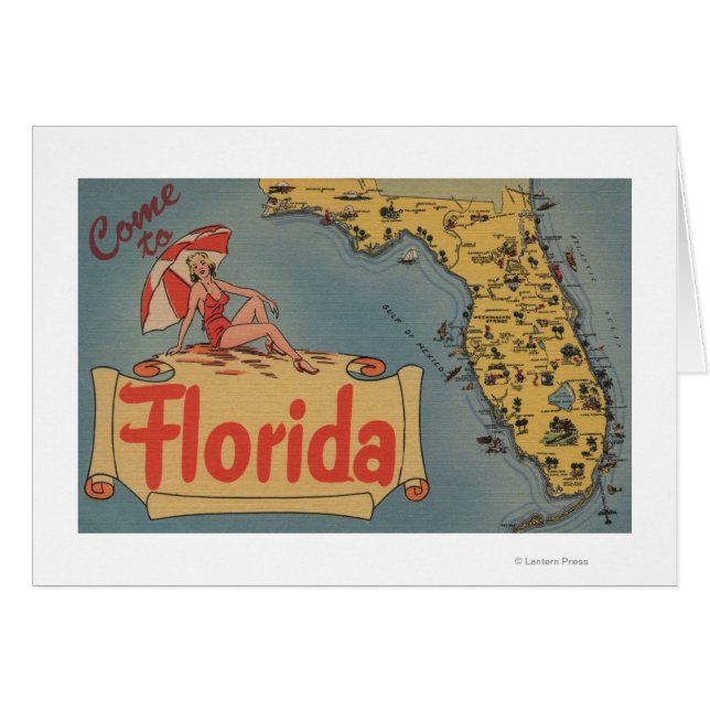 Ven al mapa del estado de Florida, Chica de Pin-Up (Anverso (Horizontal))