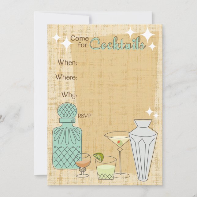 Ven por cócteles - Invitación de fiesta - Personal (Anverso)