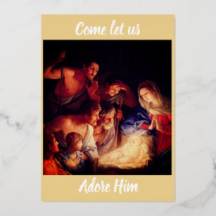 Ven y déjanos adorarle la tarjeta de vacaciones de