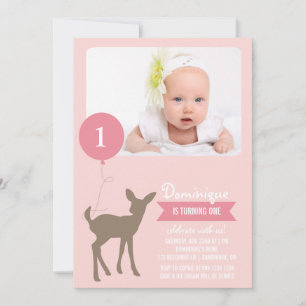 Venado bebé con un globo fotográfico invitación al