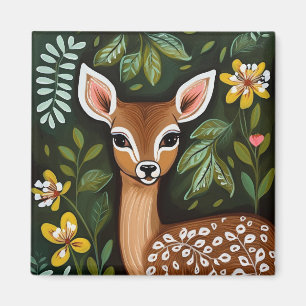 Venado con hojas y imán de flores
