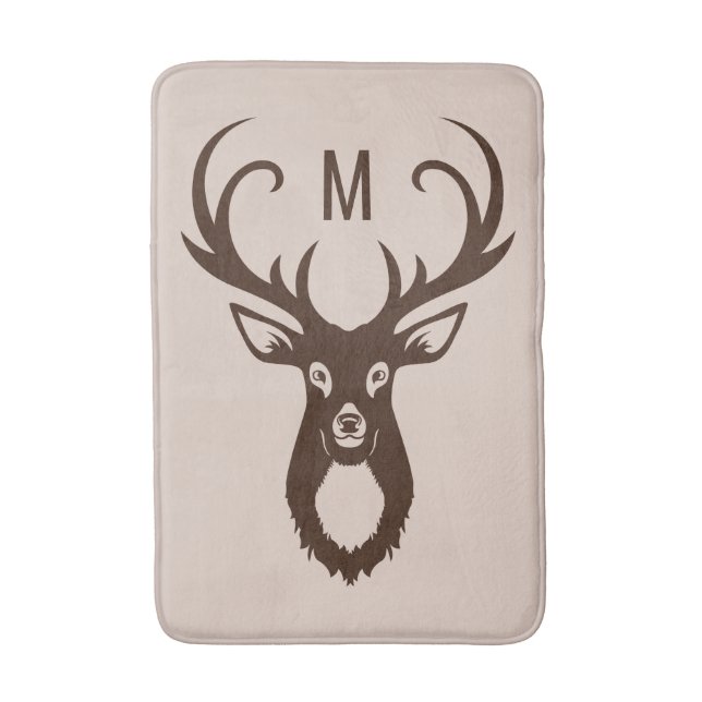 Venado con su alfombra de baño monogramo (Frente vertical)
