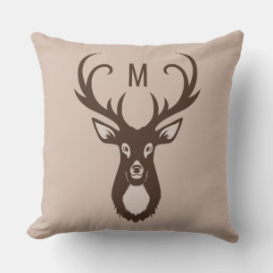 Venado con sus almohadas de lanzamiento de monogra