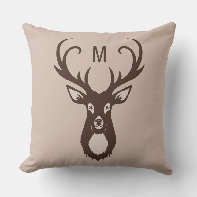 Venado con sus almohadas de lanzamiento de monogra (Anverso)