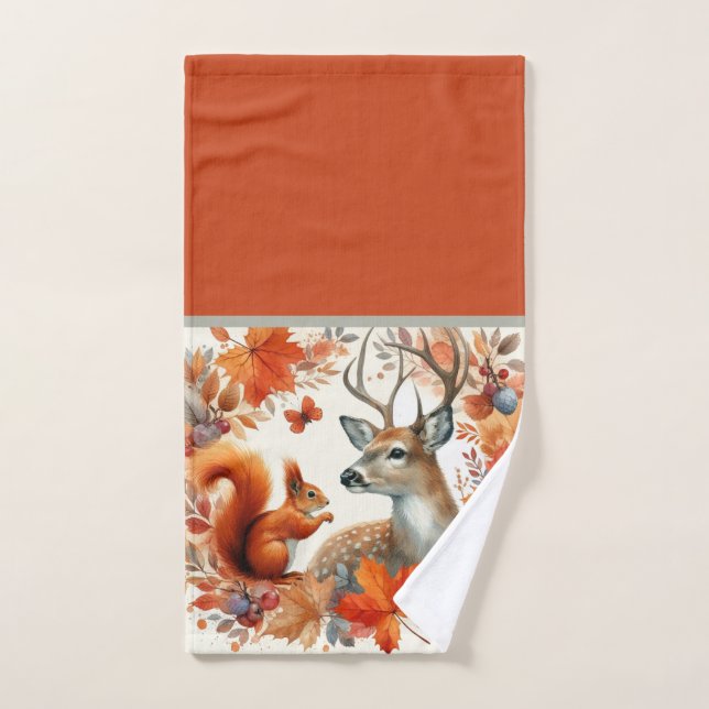 Venado de temporada de otoño con hojas de otoño (Toalla de mano)