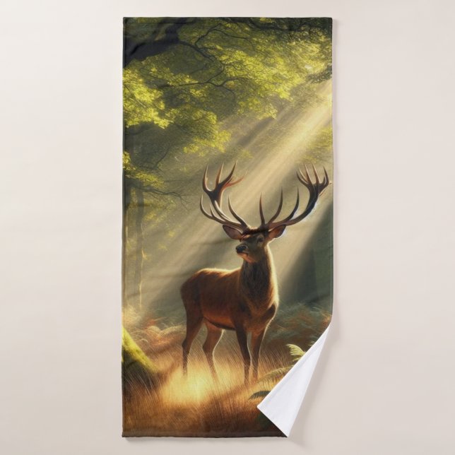Venado en el bosque matutino (Toalla de baño)