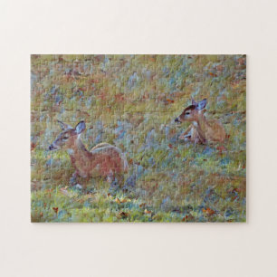 Venado en un rompecabezas de arte animal en la pra