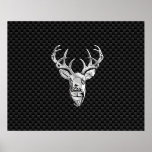 Venado salvaje plateado con decoración de fibra de