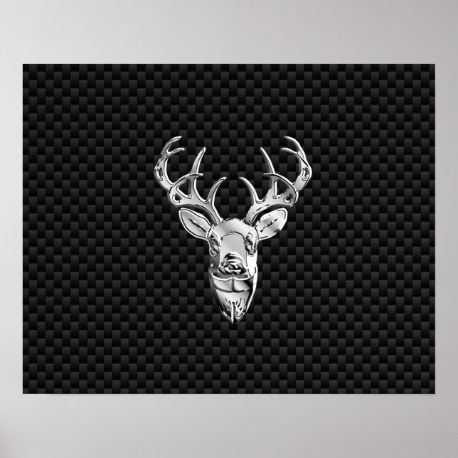 Venado salvaje plateado con decoración de fibra de (Frente)