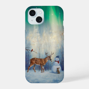 Venado y feliz invierno de Snowman