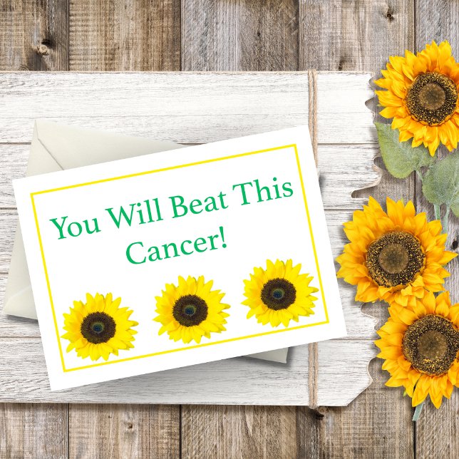 ¡Vencerás Este Cáncer! Tarjeta de Girasoles (Bloom with strength, embrace hope, and conquer the battle against cancer.)