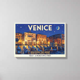 Venecia de Noche Gran Canal Gondolas Arte