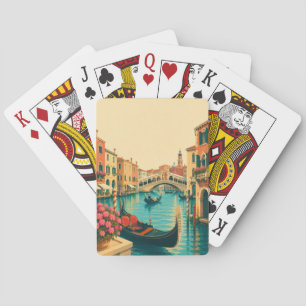 Venecia Italia Cartas de Juego Gondola Vintage Via