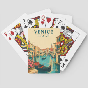 Venecia Italia Cartas de Juego Gondola Vintage Via