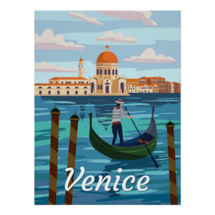 Venecia Italia estilo retro de póster