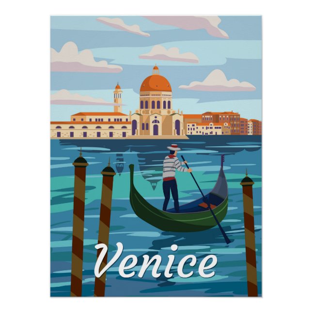 Venecia Italia estilo retro de póster (Anverso)