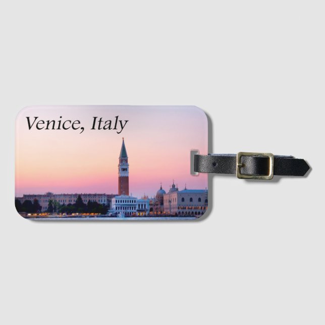 Venecia, Italia Etiqueta De Equipaje De Atardecer  (Anverso horizontal)
