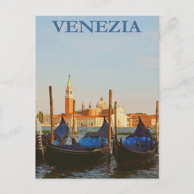 Venecia, Italia Góndola Tarjeta de viaje de vintag (Anverso)