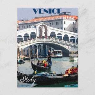 Venecia, Italia Góndola Tarjeta de viaje de vintag
