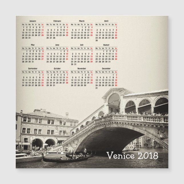 Venecia, Italia, tarjeta magnética del calendario  (Anverso)