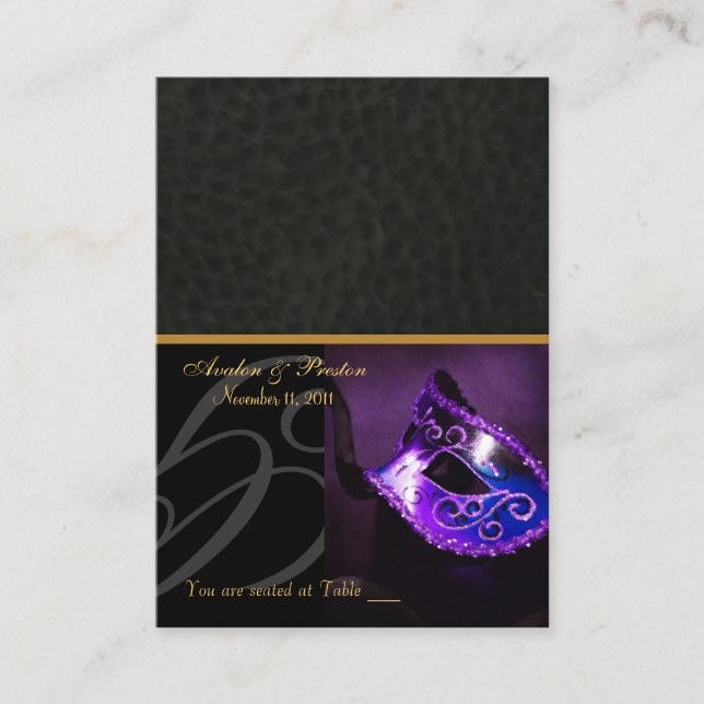 Venecia Mascarada Máscara Purple Tarjeta de asient (Anverso)