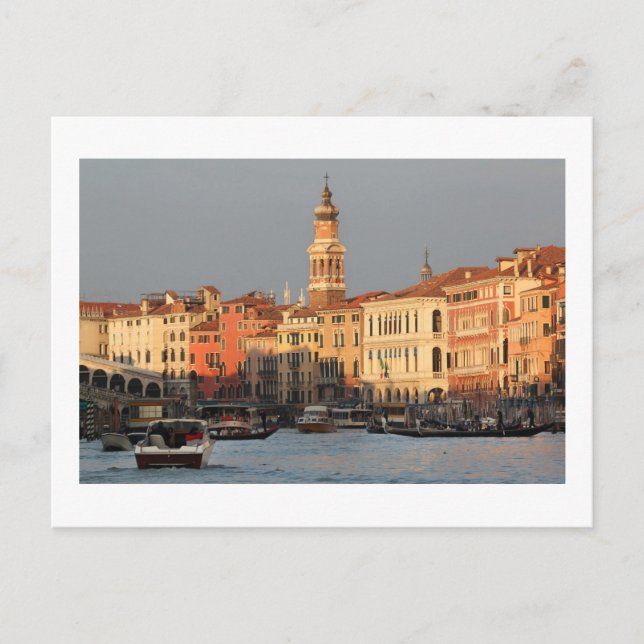 Venecia Sunset en la postal del puente Rialtro (Anverso)