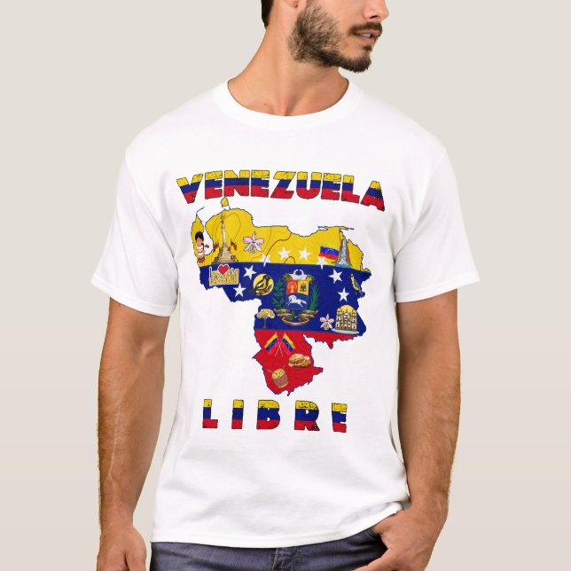Venezuela Libre - Camiseta de mapa de Venezuela Li (Anverso)