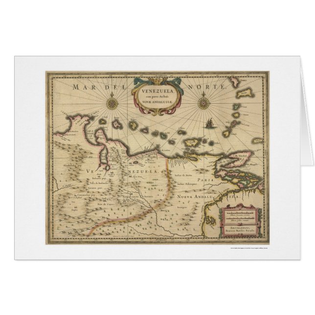 Venezuela por el mapa de Hondius - 1630 (Anverso (Horizontal))
