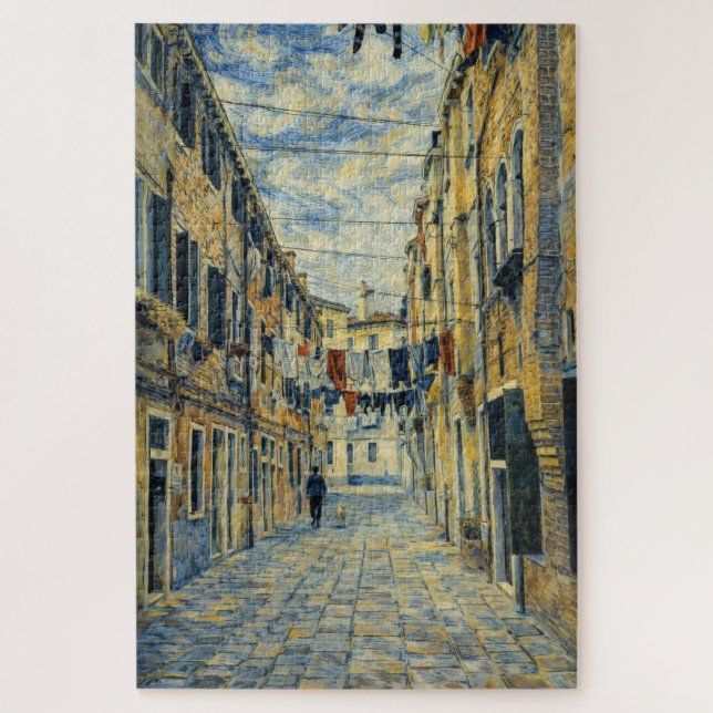 Venice Laundry Street Van Gogh Style Art Puzzle (Vertical)