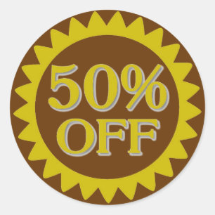 Venta 50 por ciento de pegatinas de círculo amaril