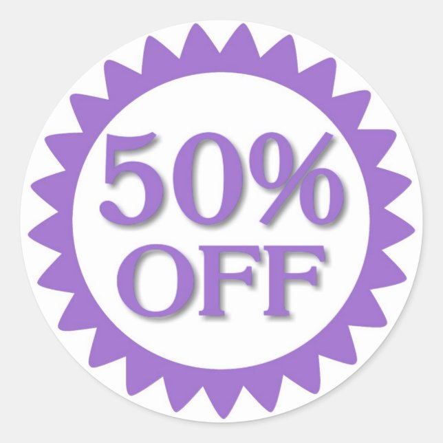 Venta 50 por ciento de pegatinas de círculo violet (Anverso)