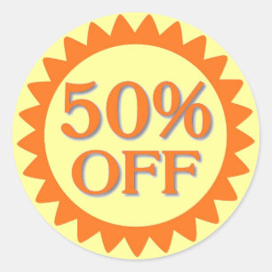 Venta 50 por ciento de pegatinas del círculo naran