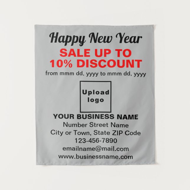 Venta de Año Nuevo de Negocios en Tapiz Gris (Anverso)