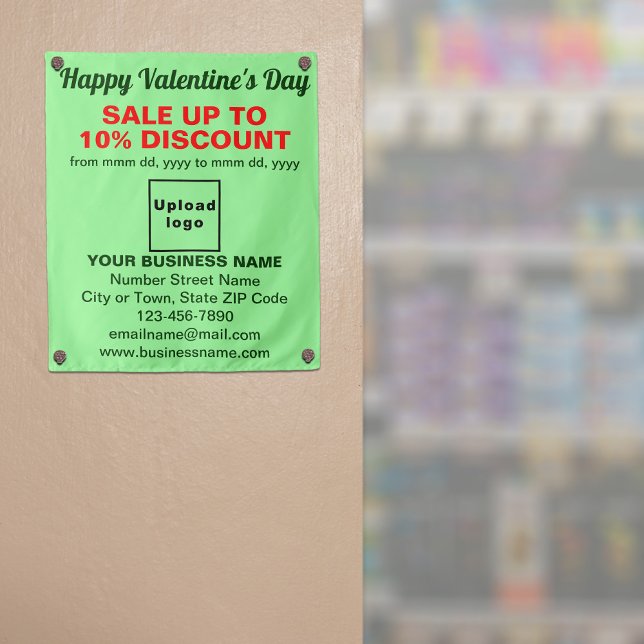 Venta de Business Valentine en Tapiz Verde Ligero (Business Valentine sale on light green tapestry. Signage to attract more customers.)