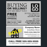 Venta de Casa, Realtor, Publicidad de Agente Inmob<br><div class="desc">Casa Vendida,  Realtor,  Estate Agent Advertising Flyers Por La Tienda De Tarjetas De Negocios.</div>