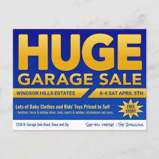 Venta de Garage Enorme - Tarjeta Postal