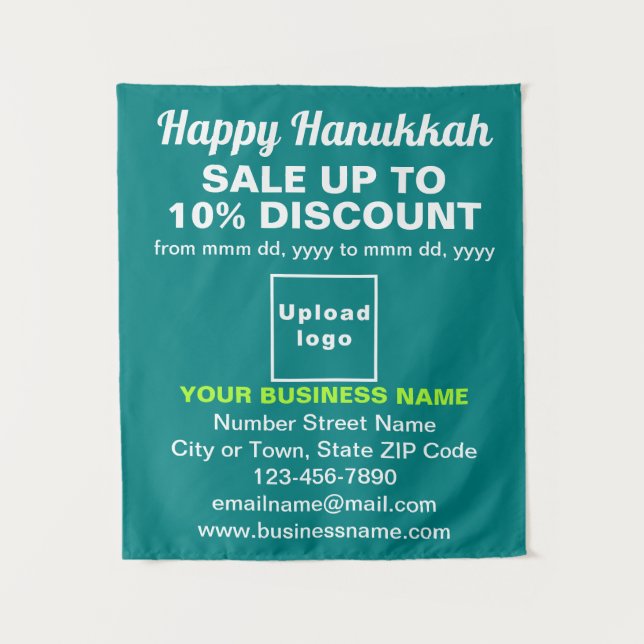 Venta de Hanukkah de Negocios en Tapiz Verde Turqu (Anverso)