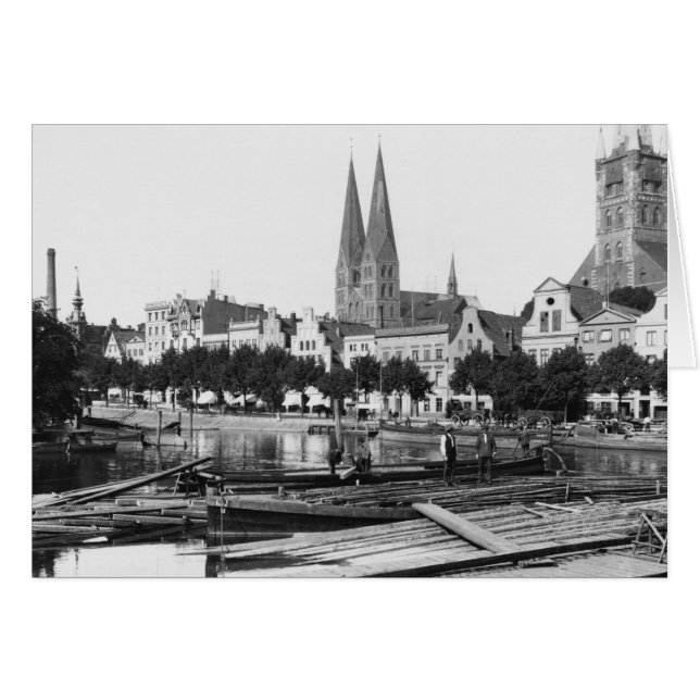 Venta de madera en el río Trave, Lubeck, c.1910 (Anverso (Horizontal))