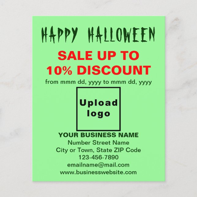 Venta de negocios de Halloween en flyer verde clar (Frente)
